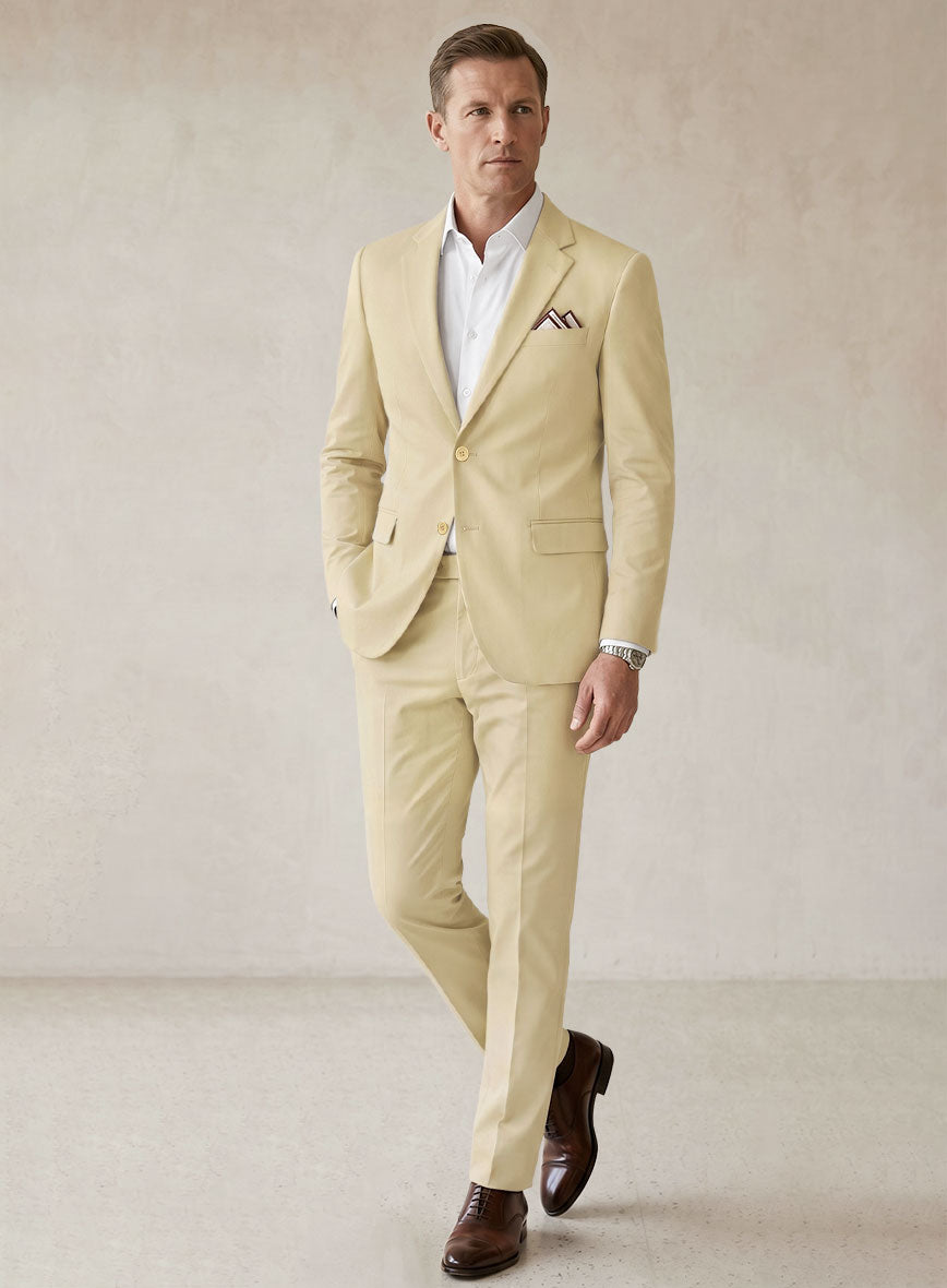 Scabal Latte Beige Cotton Stretch Suit - StudioSuits