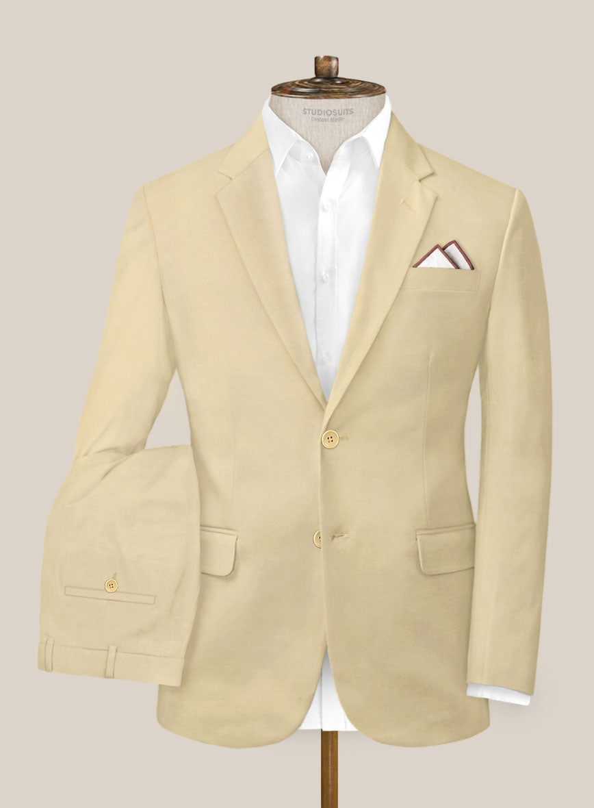 Scabal Latte Beige Cotton Stretch Suit - StudioSuits