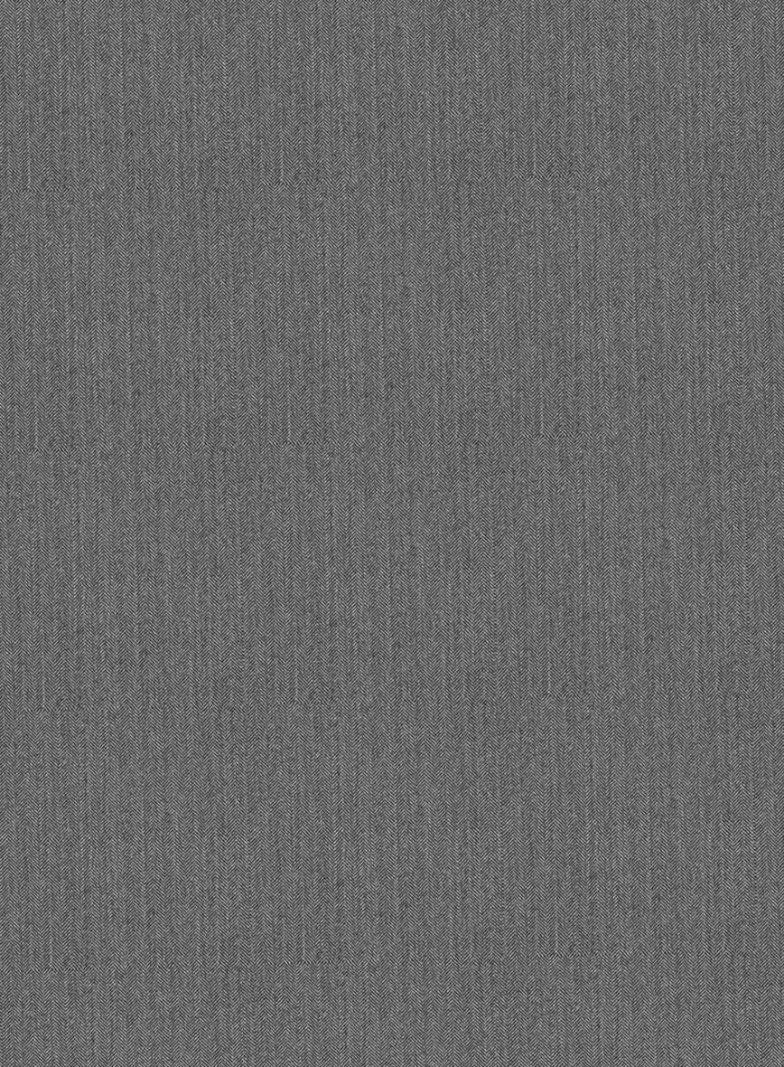 Scabal Lauchi Herringbone Gray Wool Pants - StudioSuits