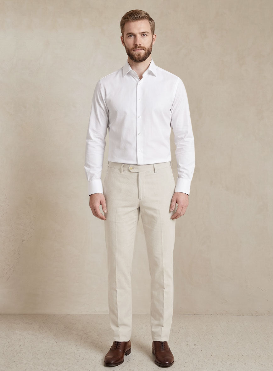 Scabal Light Beige Cashmere Cotton Suit - StudioSuits
