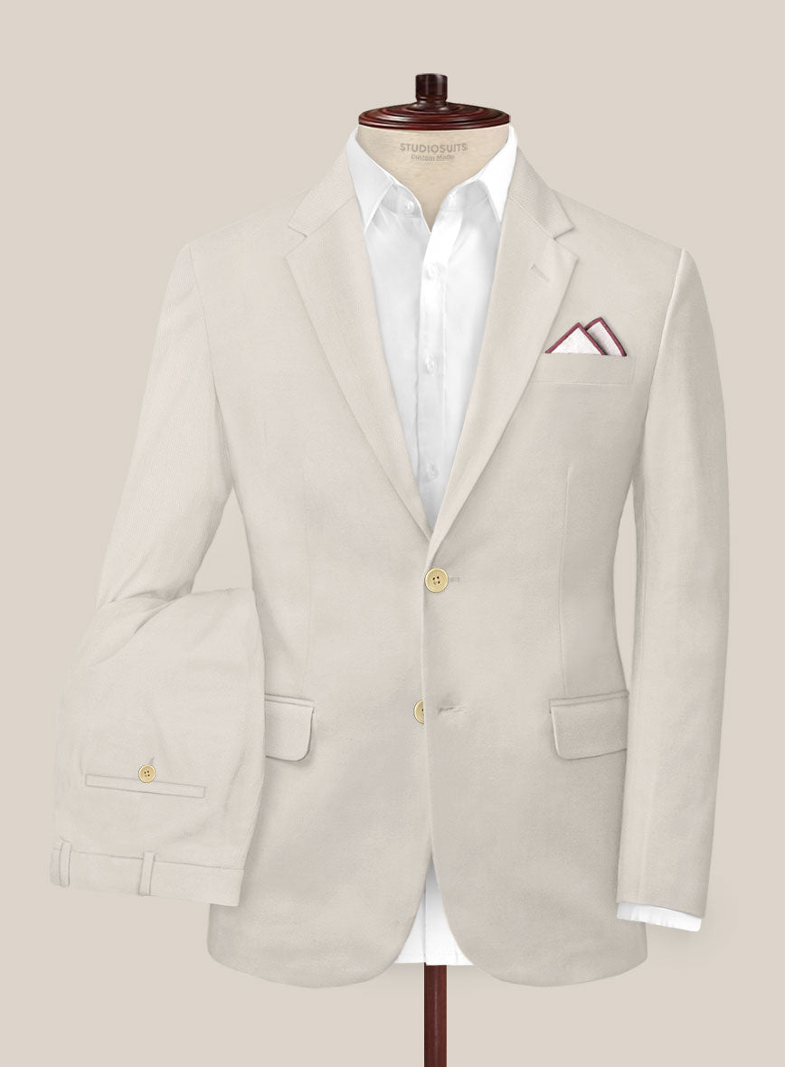 Scabal Light Beige Cashmere Cotton Suit - StudioSuits