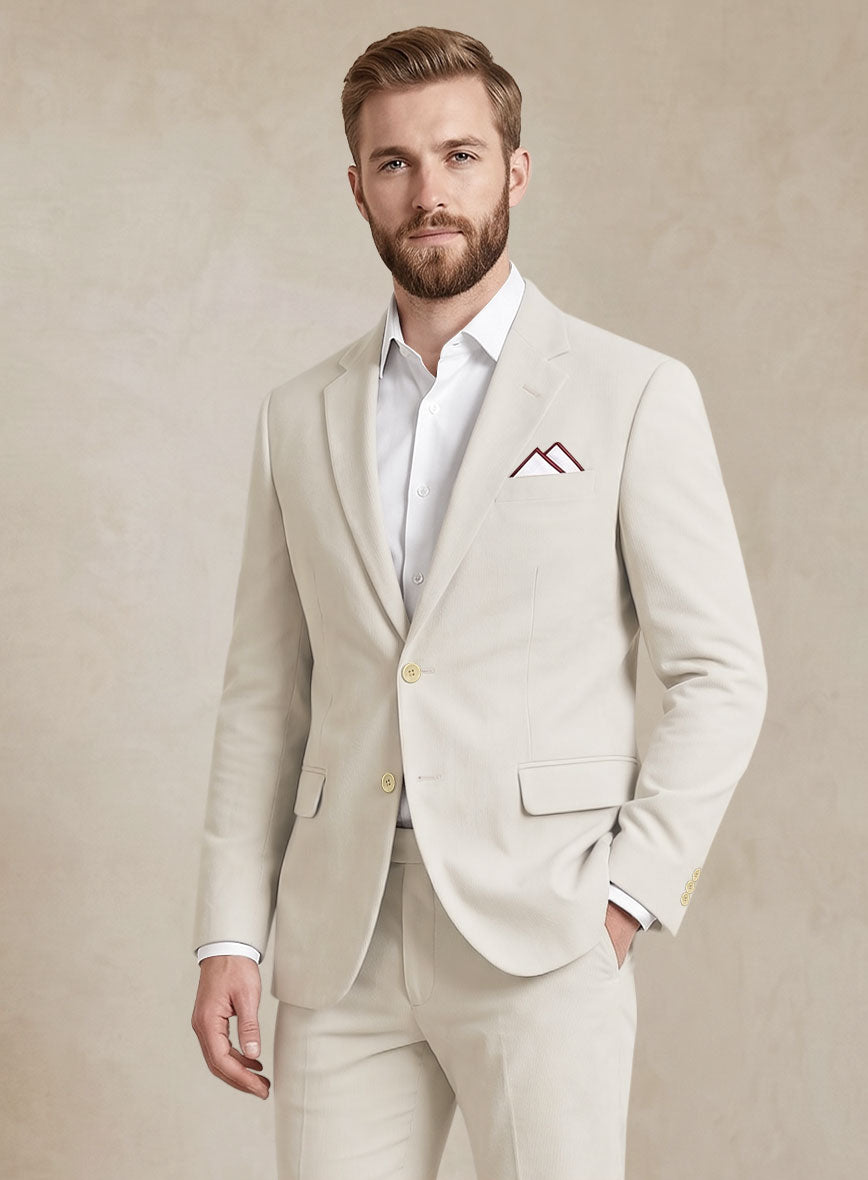 Scabal Light Beige Cashmere Cotton Suit - StudioSuits