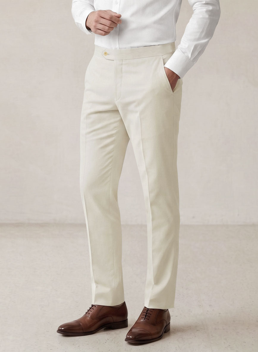 Scabal Light Fawn Cotton Stretch Pants - StudioSuits