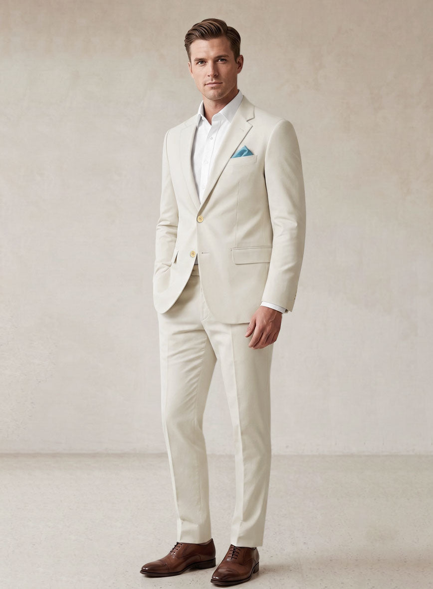 Scabal Light Fawn Cotton Stretch Suit - StudioSuits