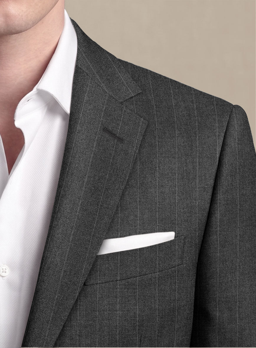 Scabal Litni Stripe Gray Wool Jacket - StudioSuits