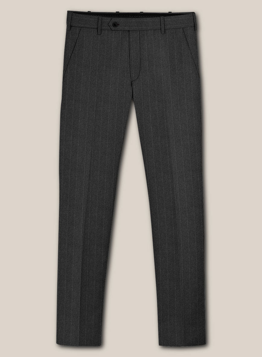 Scabal Litni Stripe Gray Wool Pants - StudioSuits