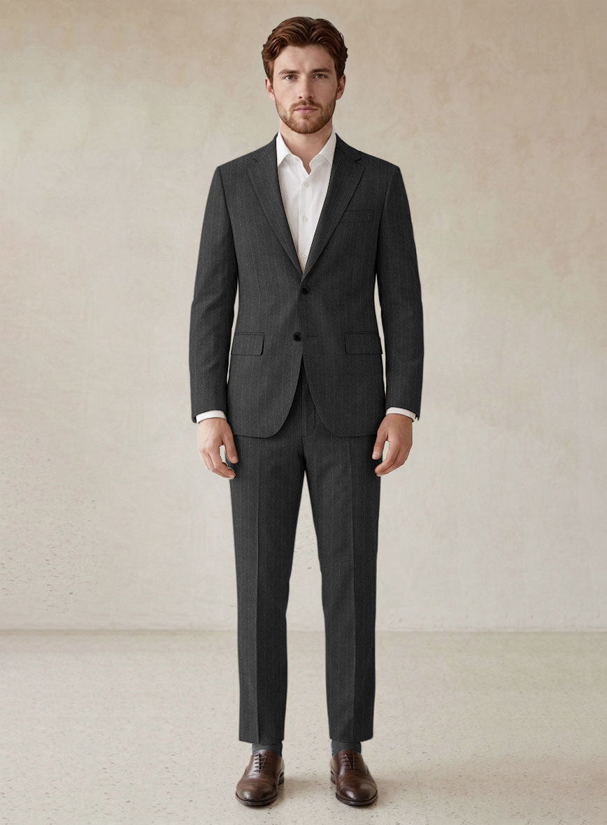 Scabal Litni Stripe Gray Wool Suit - StudioSuits