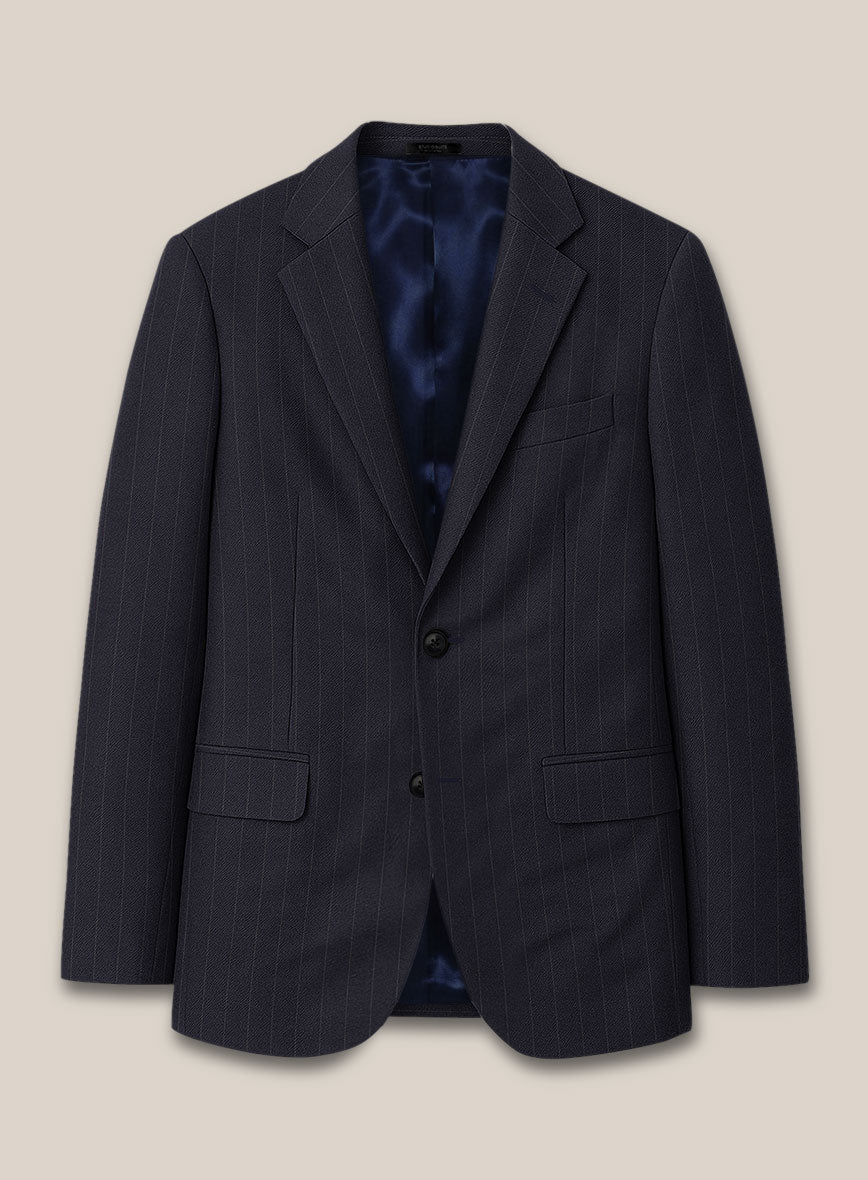 Scabal Lizaro Stripe Blue Wool Suit - StudioSuits