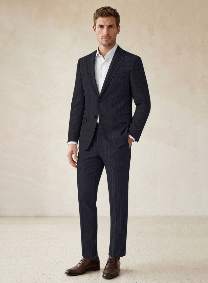 Scabal Lizaro Stripe Blue Wool Suit - StudioSuits