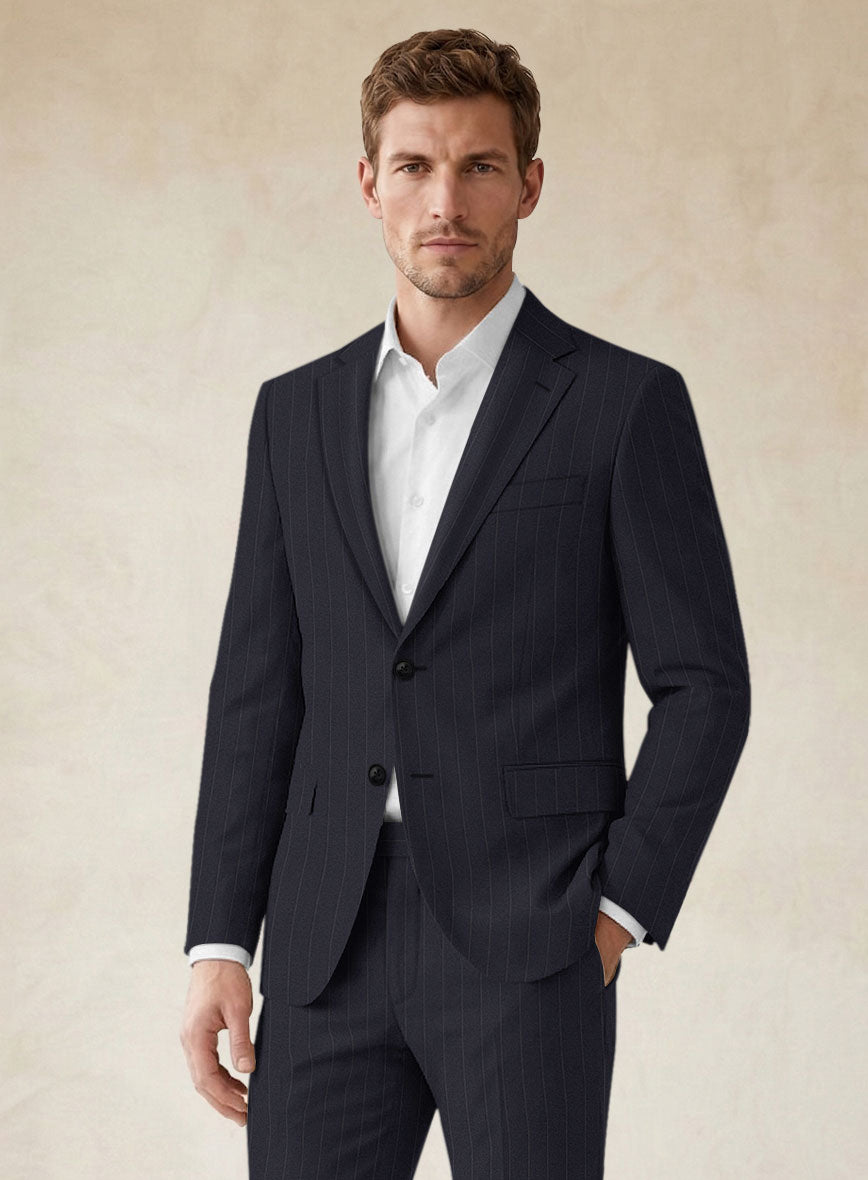 Scabal Lizaro Stripe Blue Wool Suit - StudioSuits
