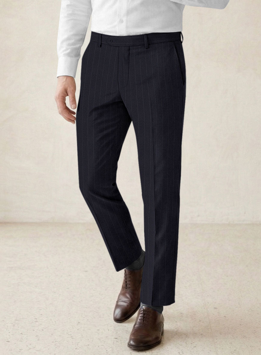 Scabal Lizaro Stripe Blue Wool Suit - StudioSuits