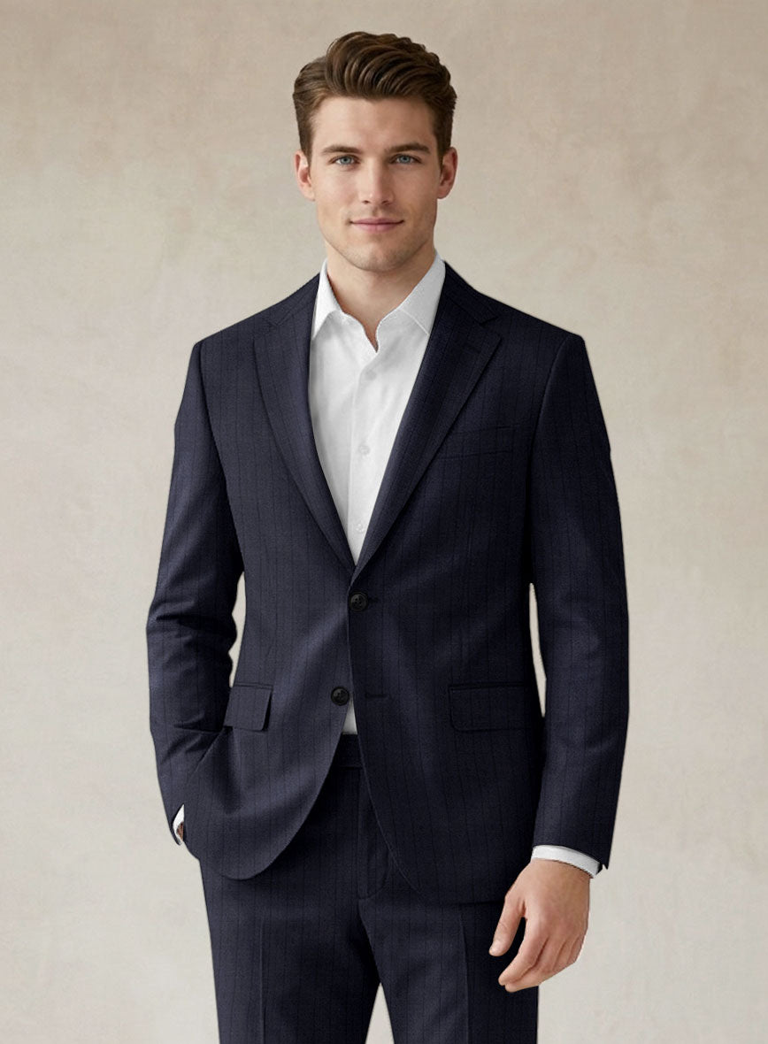 Scabal Londoner Allamo Stripe Blue Wool Jacket - StudioSuits