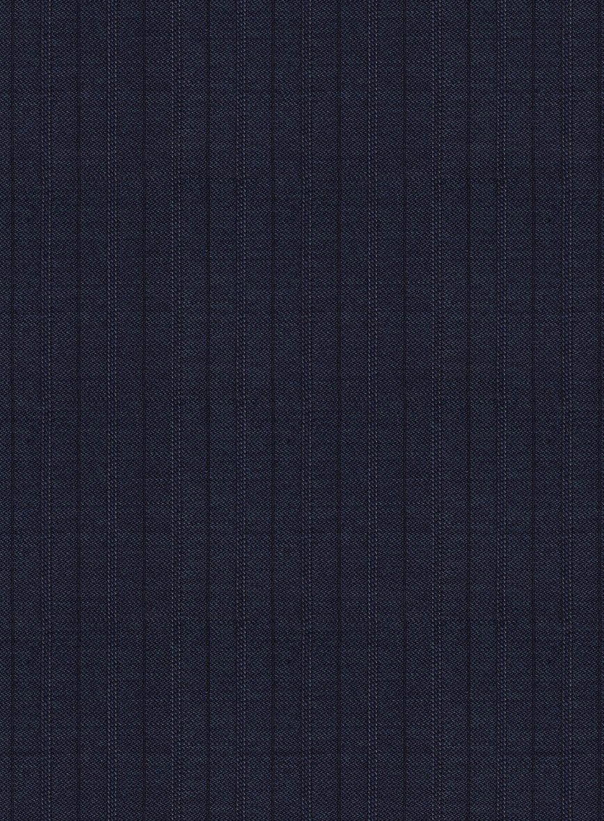 Scabal Londoner Allamo Stripe Blue Wool Pants - StudioSuits