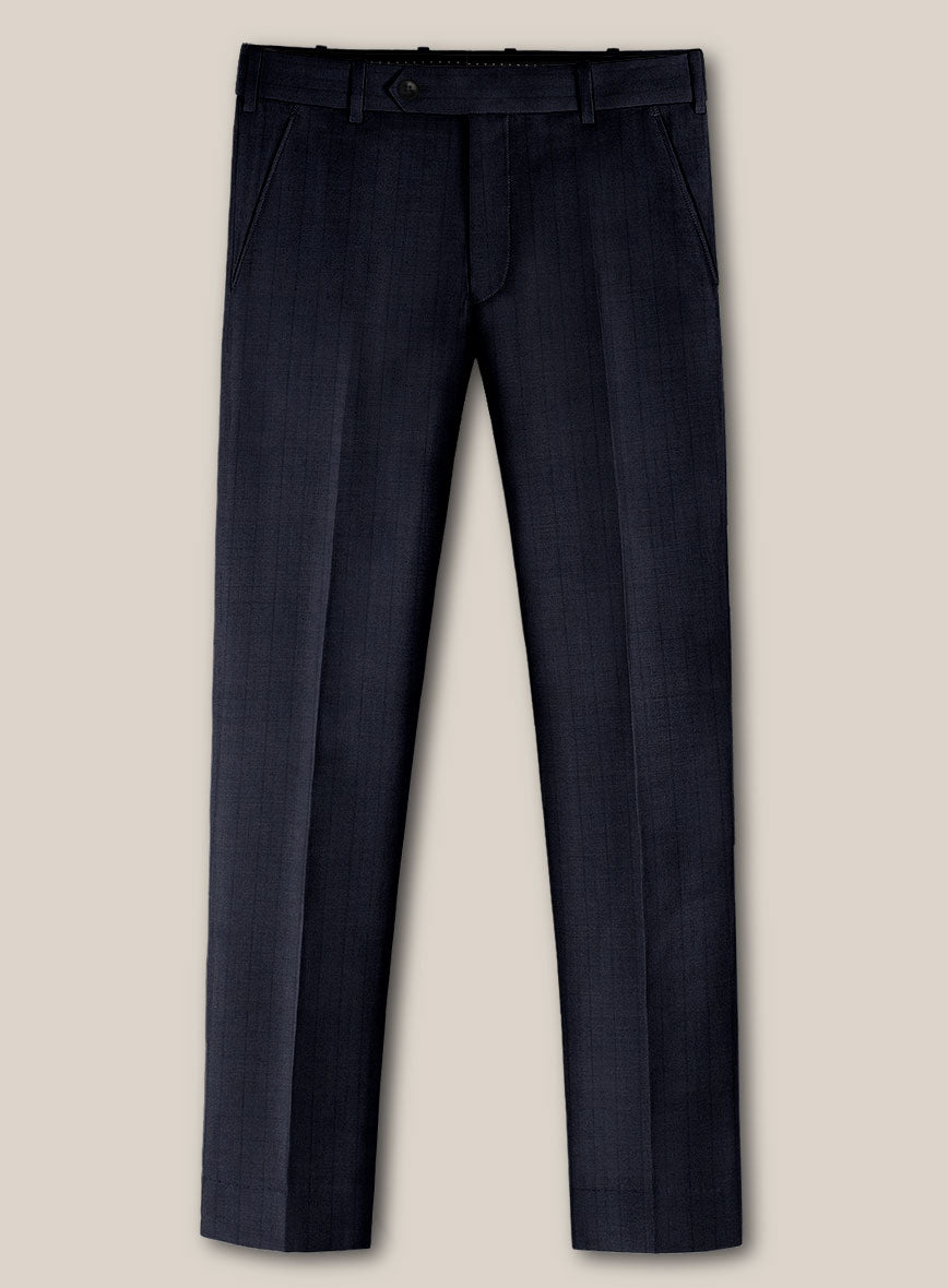 Scabal Londoner Allamo Stripe Blue Wool Pants - StudioSuits