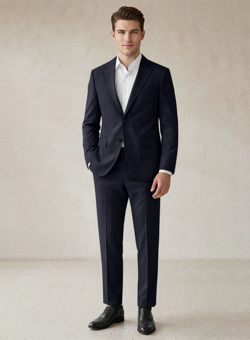 Scabal Londoner Allamo Stripe Blue Wool Suit - StudioSuits