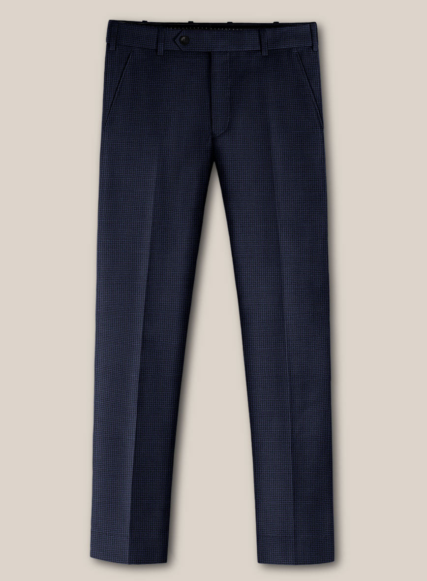 Scabal Londoner Asario Grid Blue Wool Pants - StudioSuits