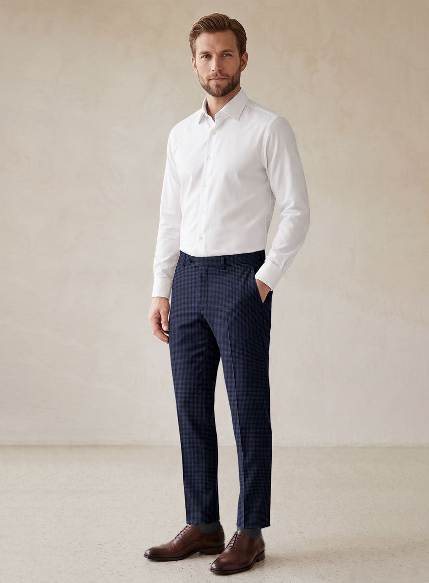 Scabal Londoner Asario Grid Blue Wool Suit - StudioSuits