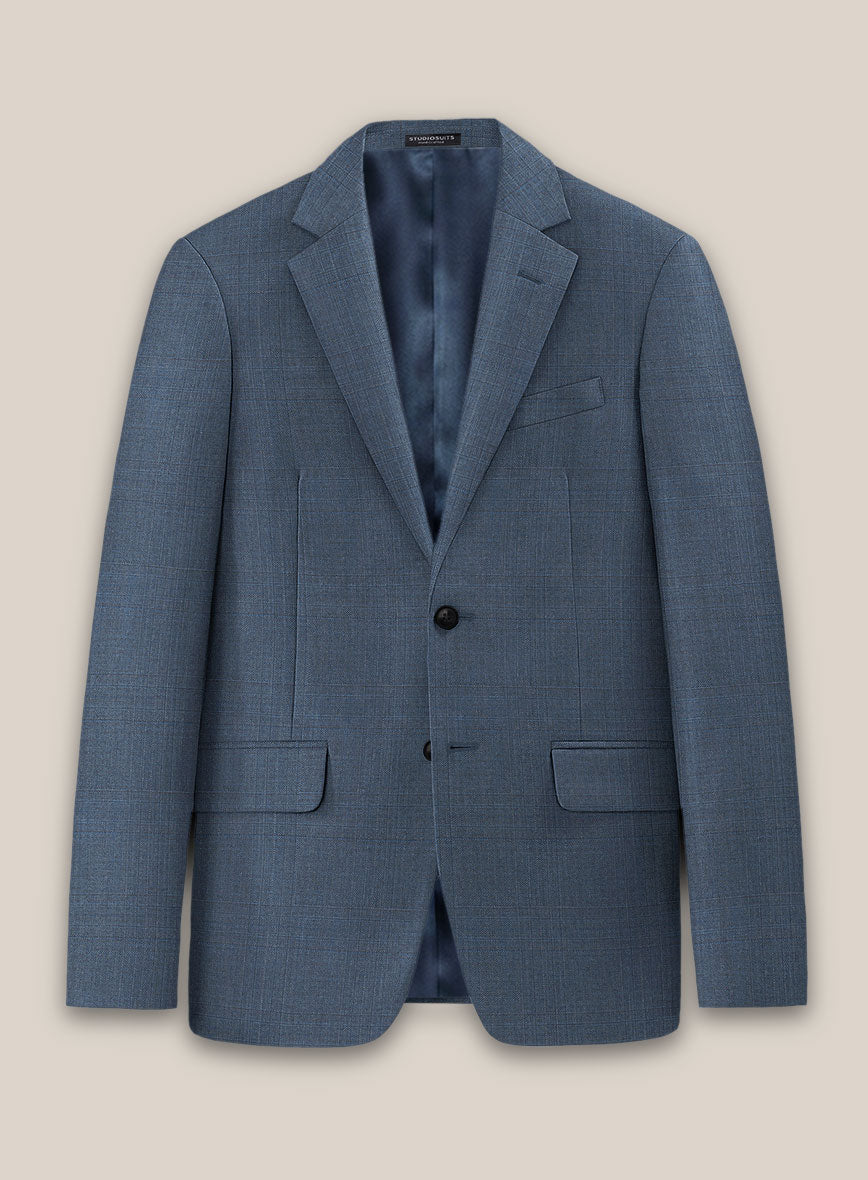 Scabal Londoner Blasi Checks Blue Wool Jacket - StudioSuits