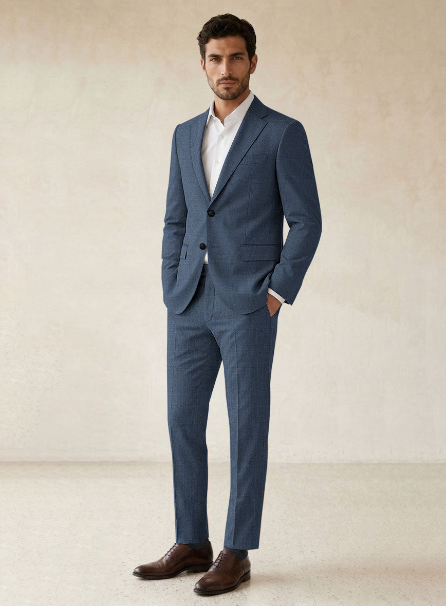 Scabal Londoner Blasi Checks Blue Wool Suit - StudioSuits