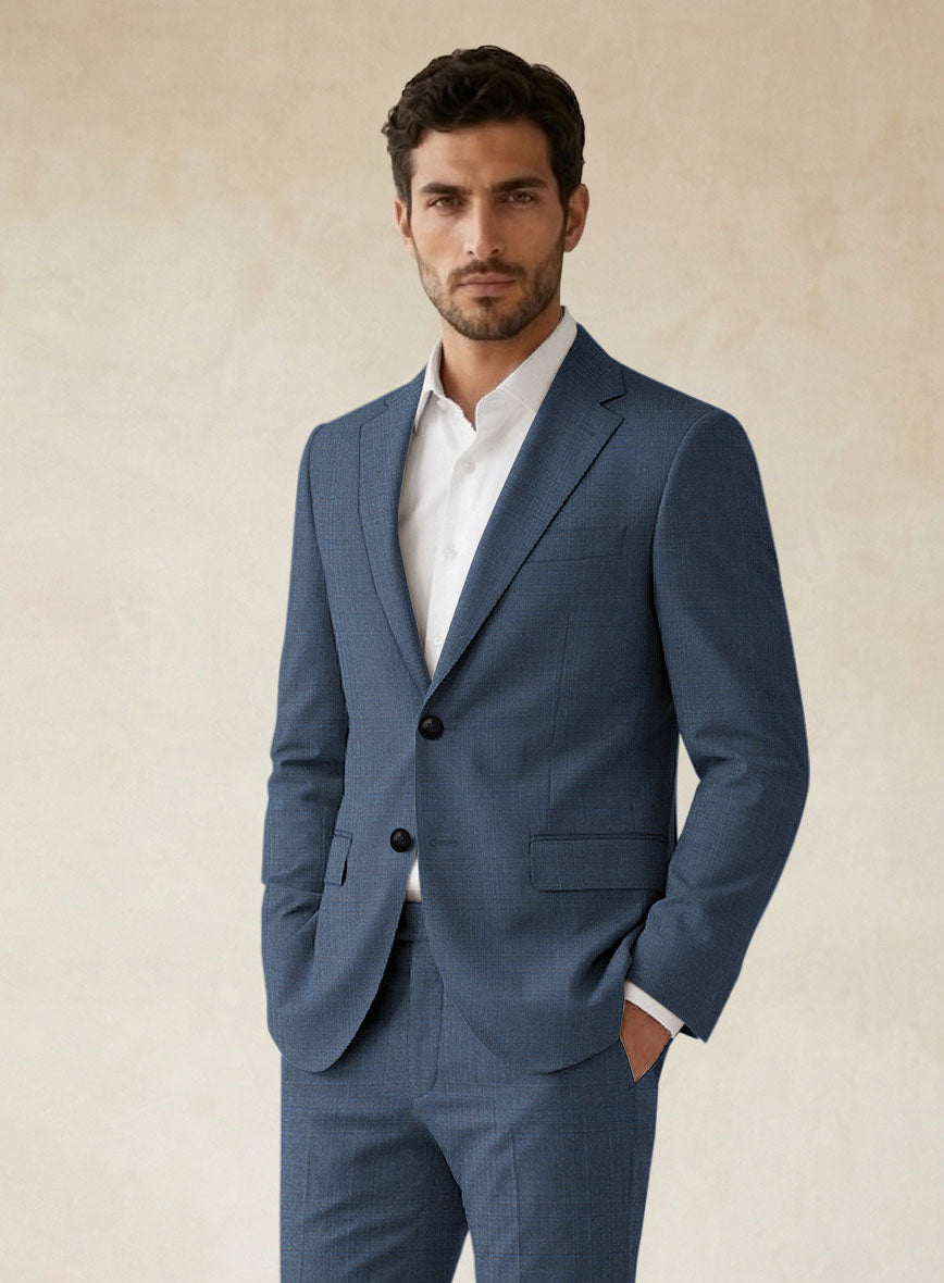 Scabal Londoner Blasi Checks Blue Wool Suit - StudioSuits
