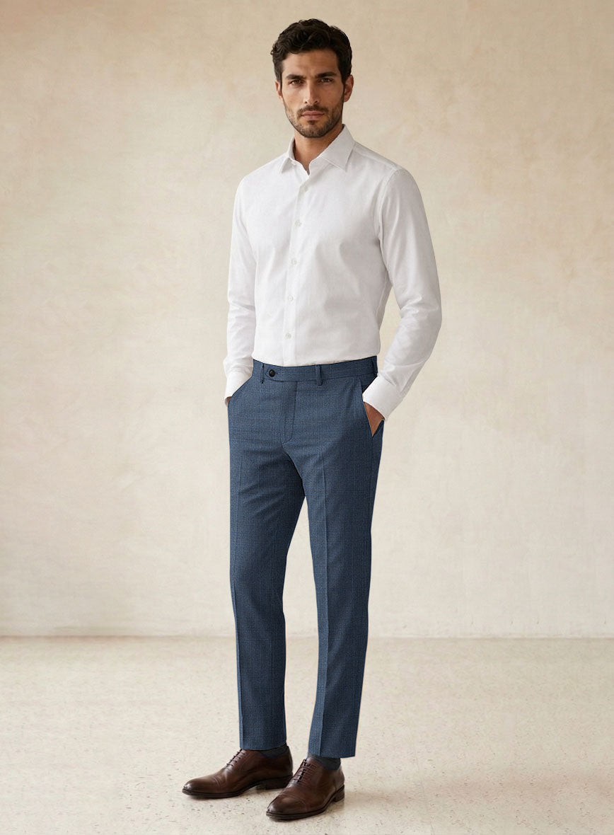 Scabal Londoner Blasi Checks Blue Wool Suit - StudioSuits