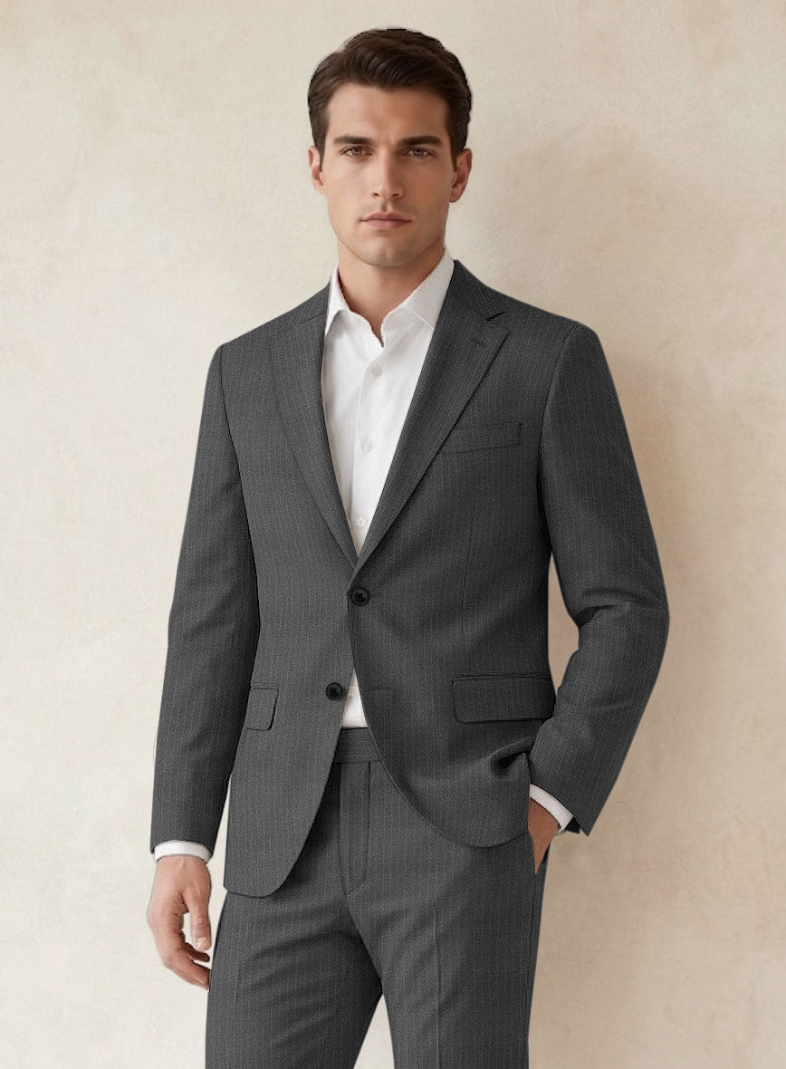 Scabal Londoner Casiri Stripe Charcoal Wool Jacket - StudioSuits