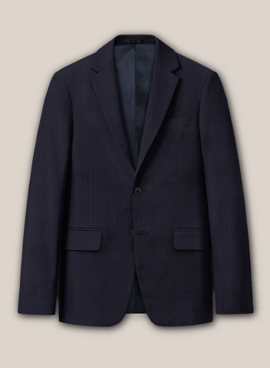 Scabal Londoner Corta Stripe Blue Wool Jacket - StudioSuits