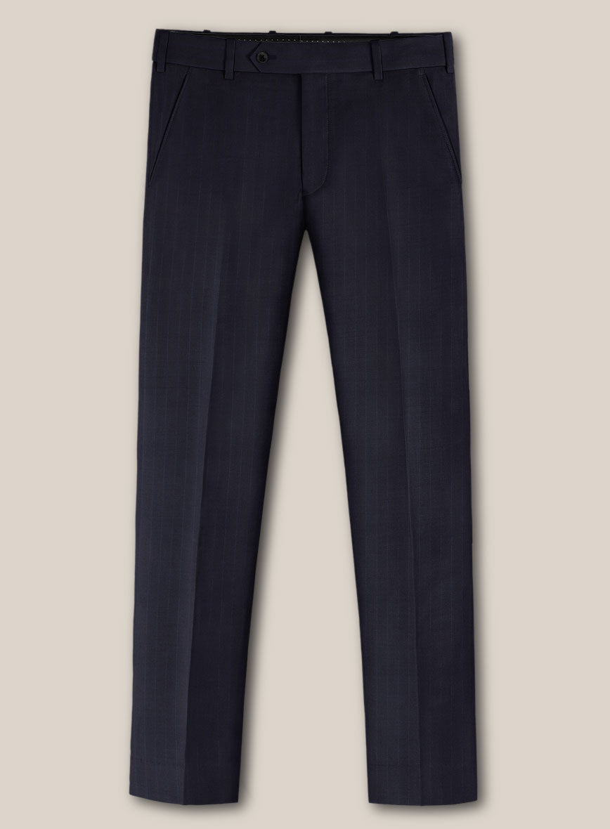 Scabal Londoner Corta Stripe Blue Wool Pants - StudioSuits