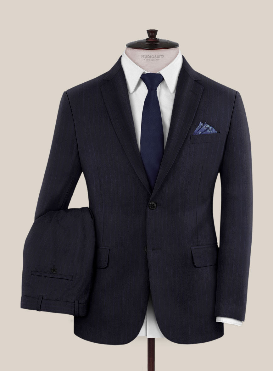 Scabal Londoner Corta Stripe Blue Wool Suit - StudioSuits