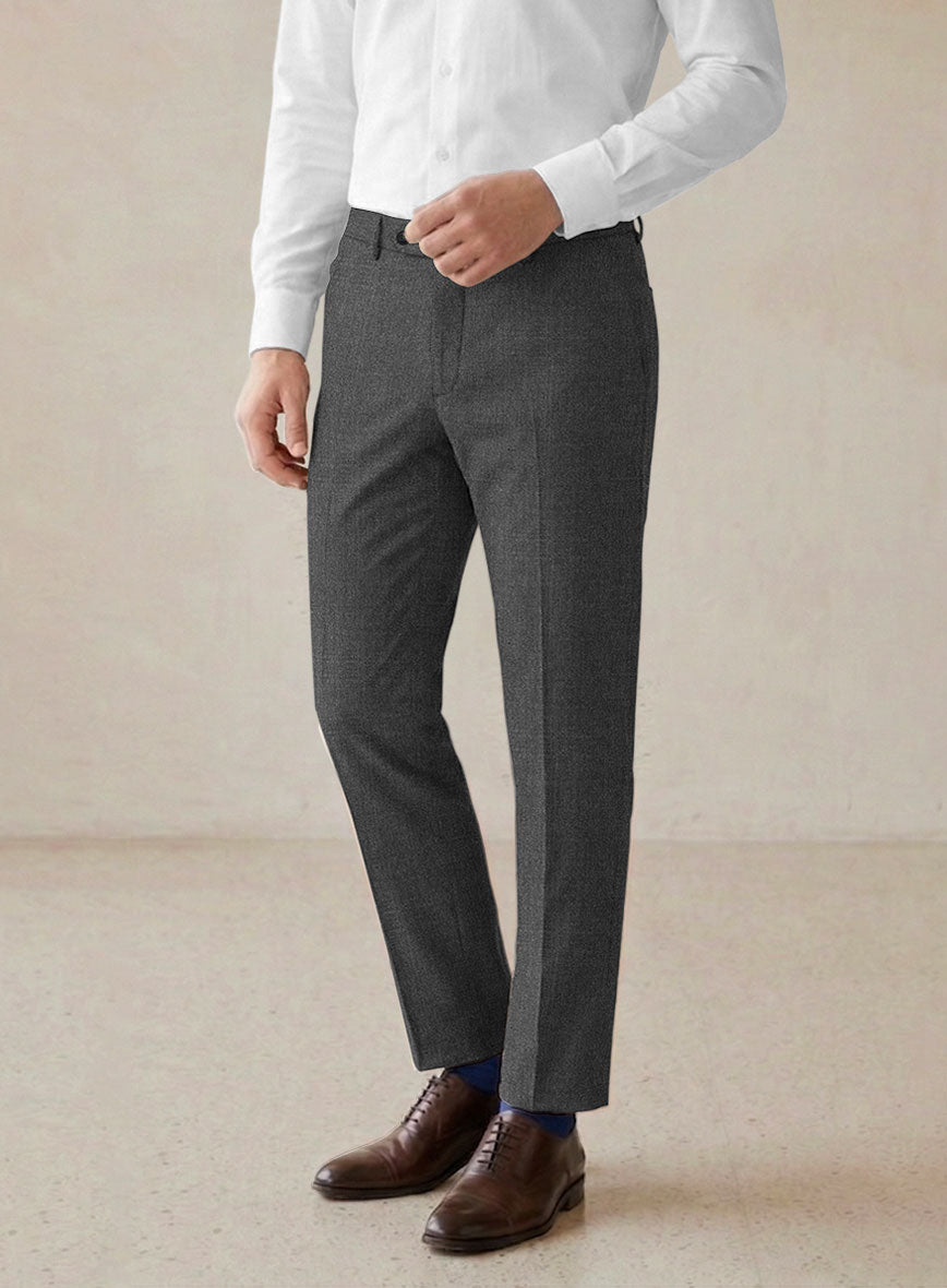 Scabal Londoner Dark Gray Wool Pants - StudioSuits