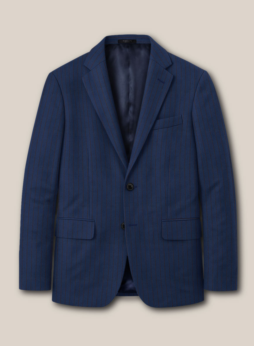 Scabal Londoner Deli Stripe Blue Wool Suit - StudioSuits