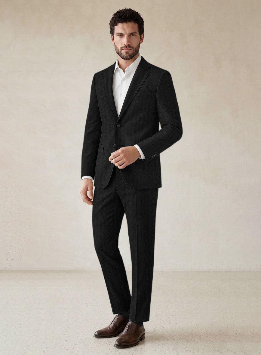 Scabal Londoner Emingo Stripe Charcoal Wool Suit - StudioSuits