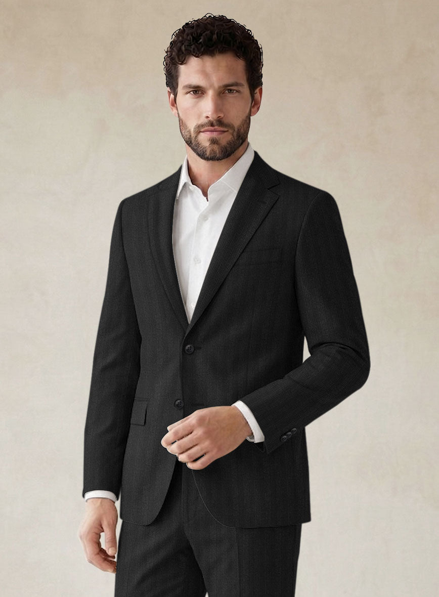 Scabal Londoner Emingo Stripe Charcoal Wool Jacket - StudioSuits
