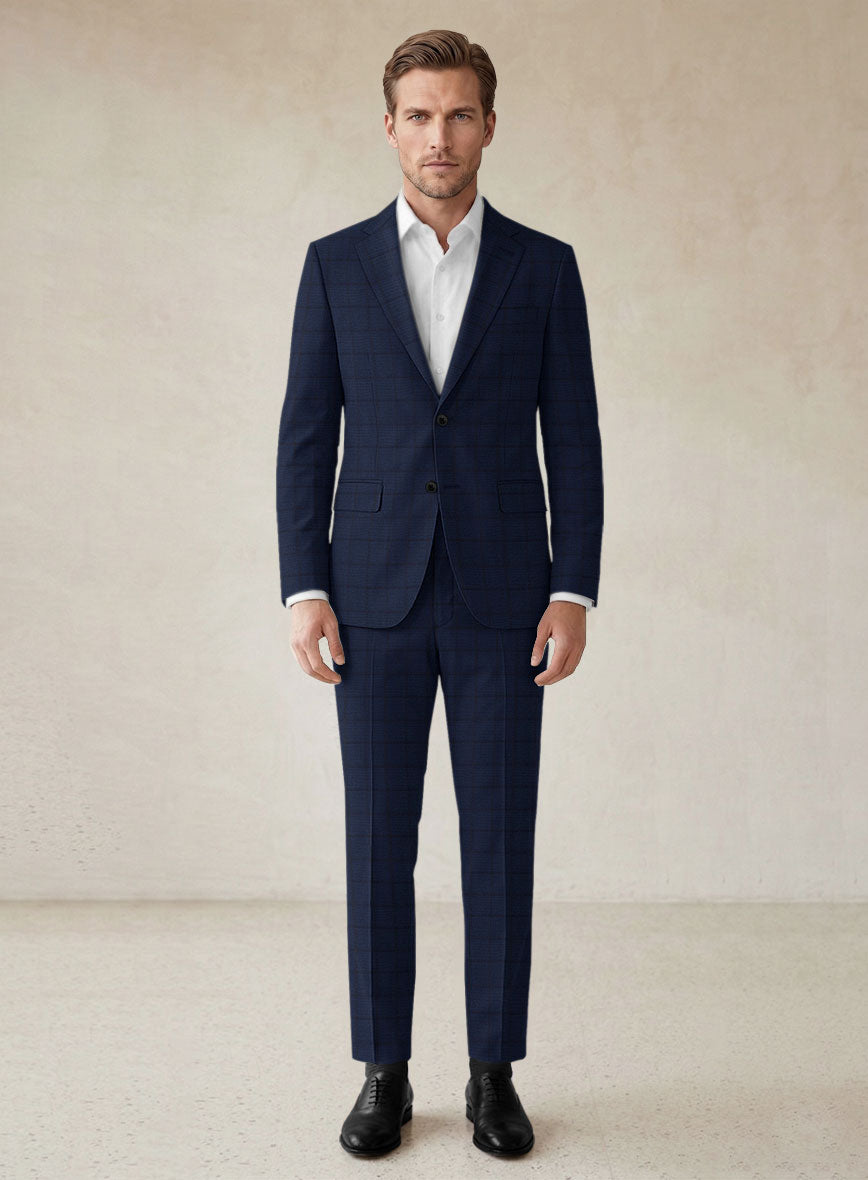 Scabal Londoner Eside Checks Blue Wool Suit - StudioSuits