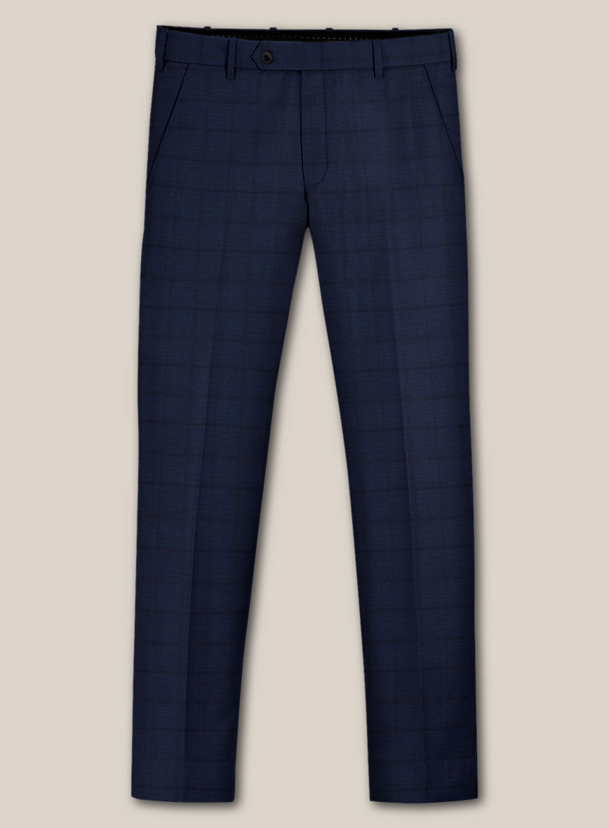 Scabal Londoner Eside Checks Blue Wool Pants - StudioSuits