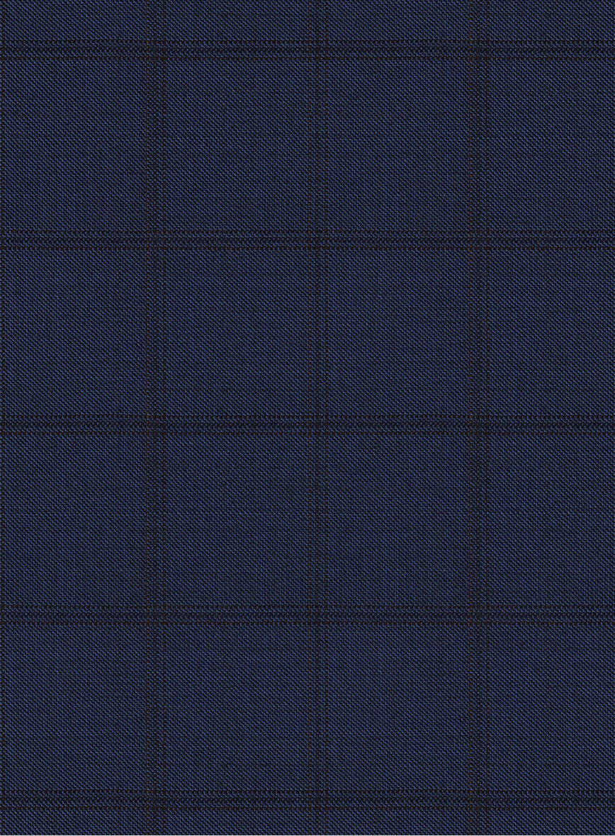 Scabal Londoner Eside Checks Blue Wool Pants - StudioSuits