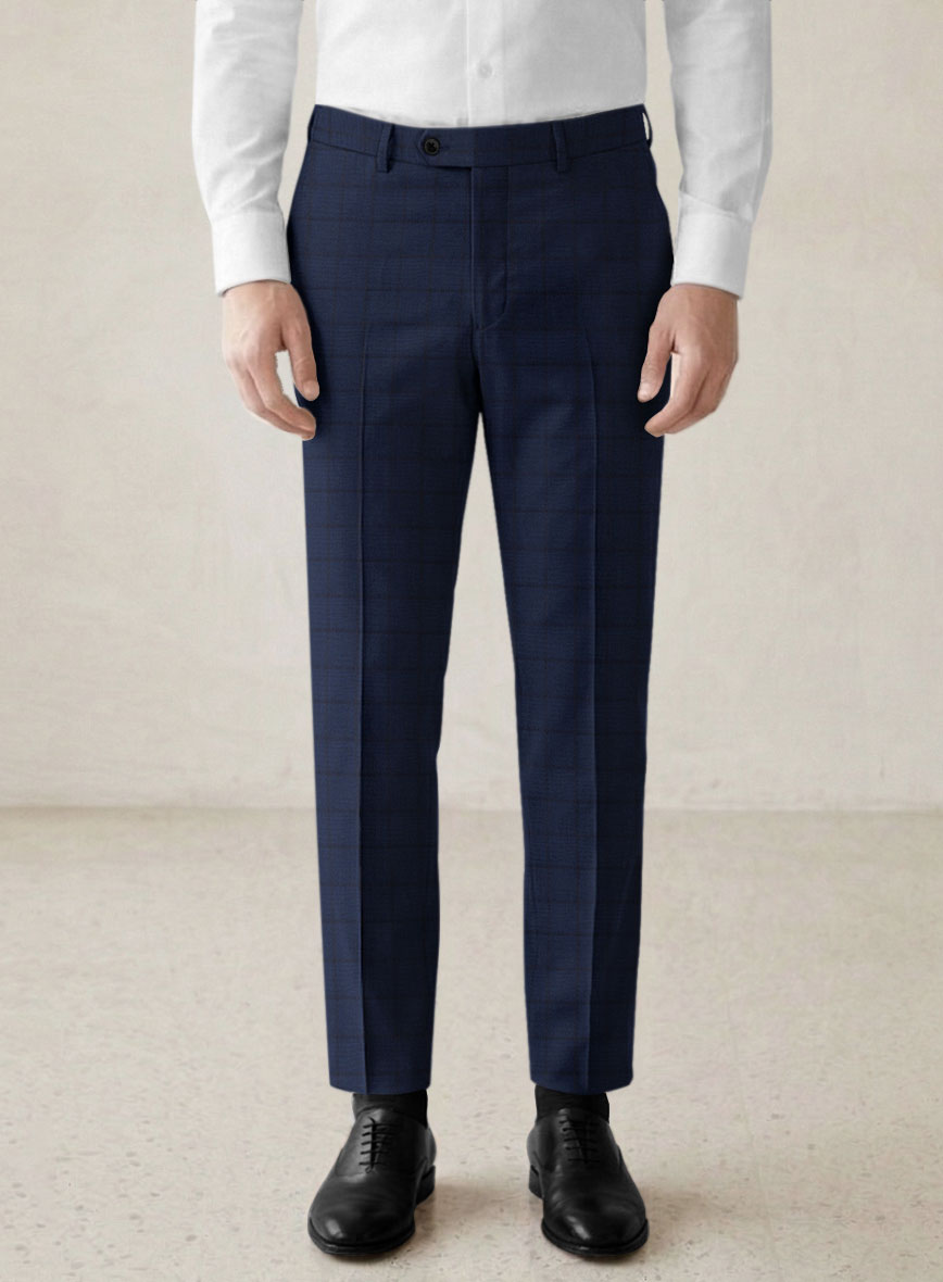 Scabal Londoner Eside Checks Blue Wool Suit - StudioSuits