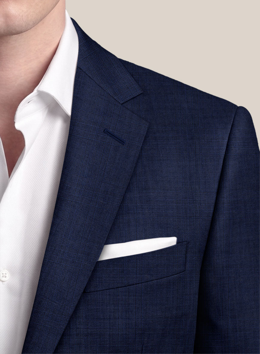 Scabal Londoner Esma Checks Blue Wool Jacket - StudioSuits