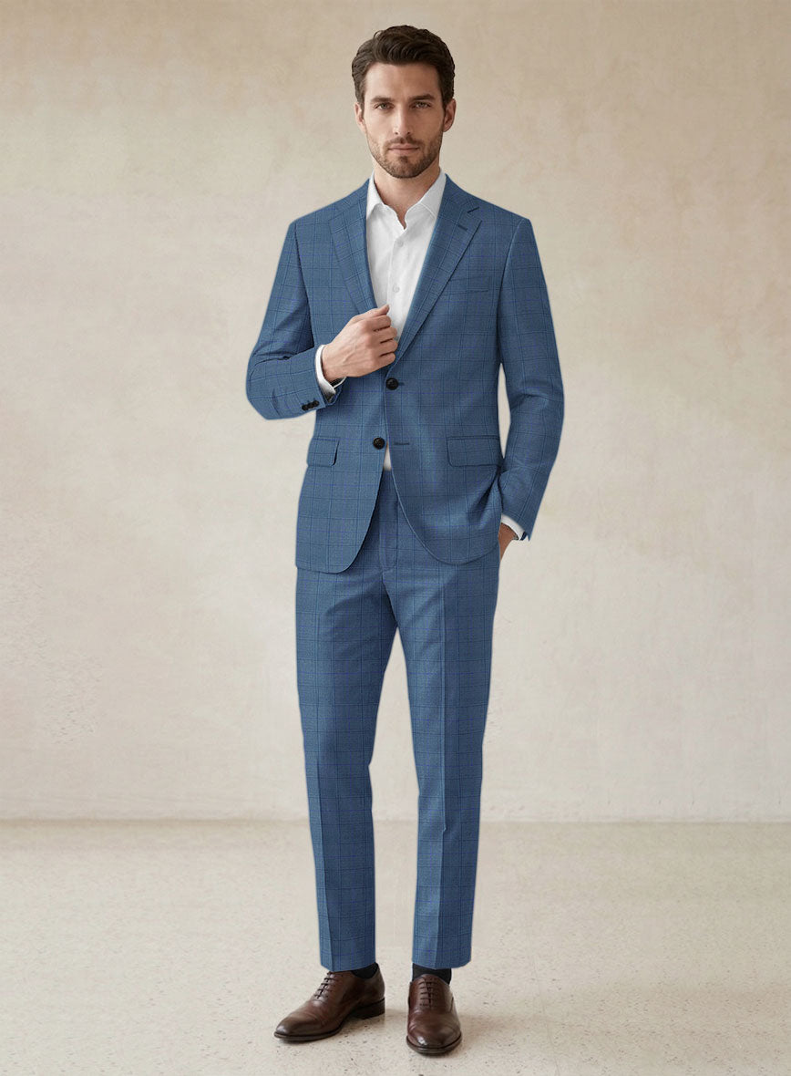 Scabal Londoner Glen Blue Wool Suit - StudioSuits
