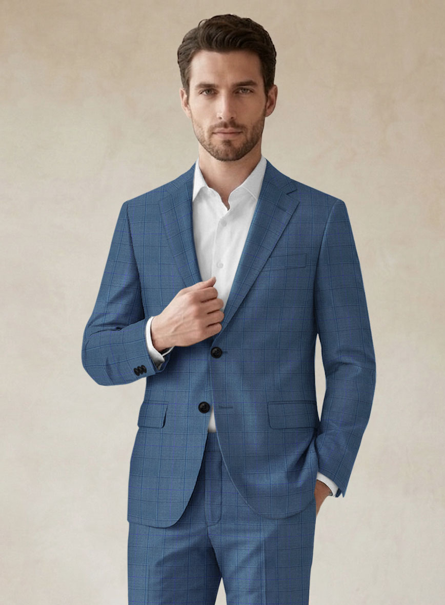 Scabal Londoner Glen Blue Wool Jacket - StudioSuits