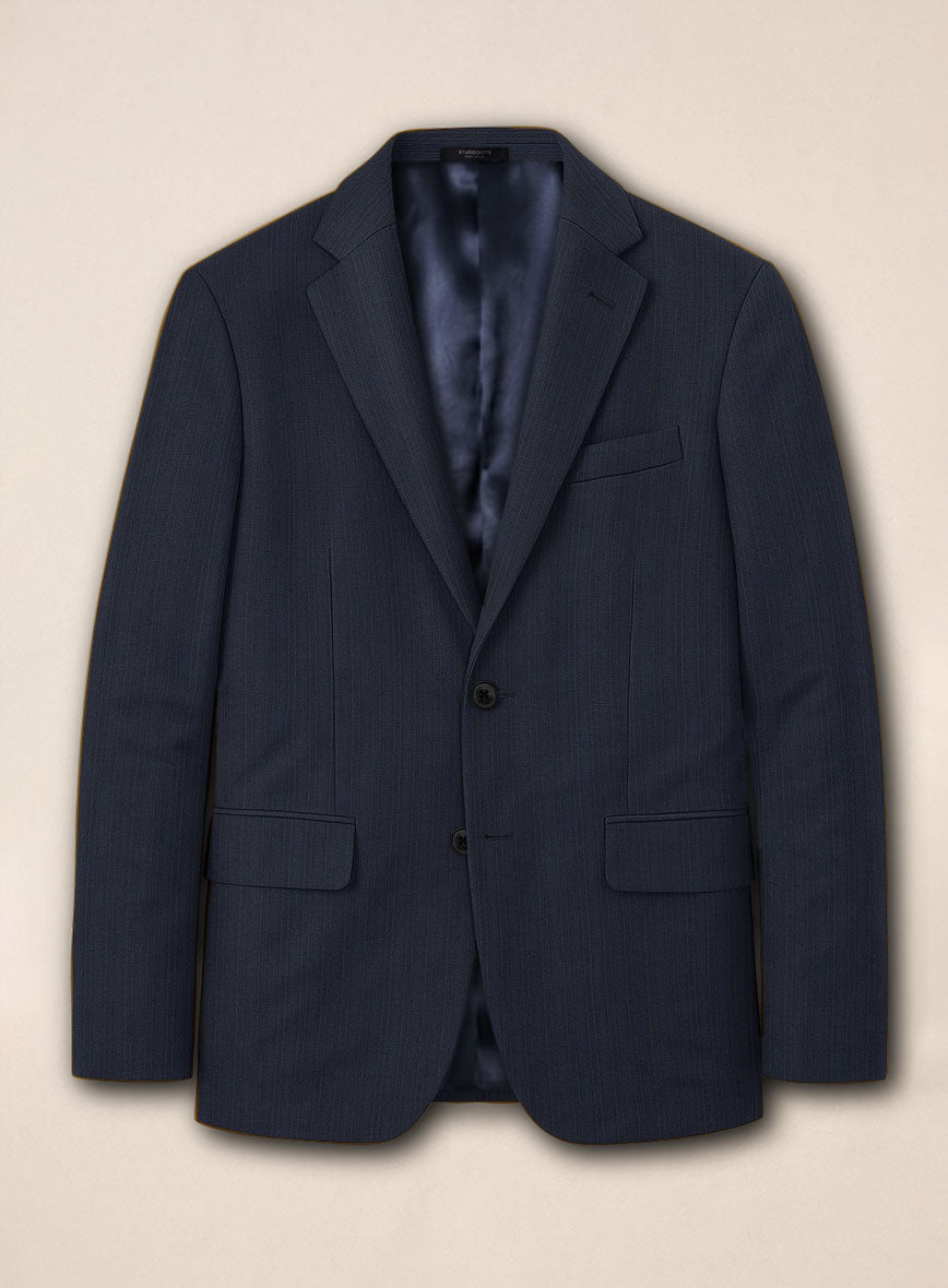 Scabal Londoner Jolge Stripe Blue Wool Suit - StudioSuits