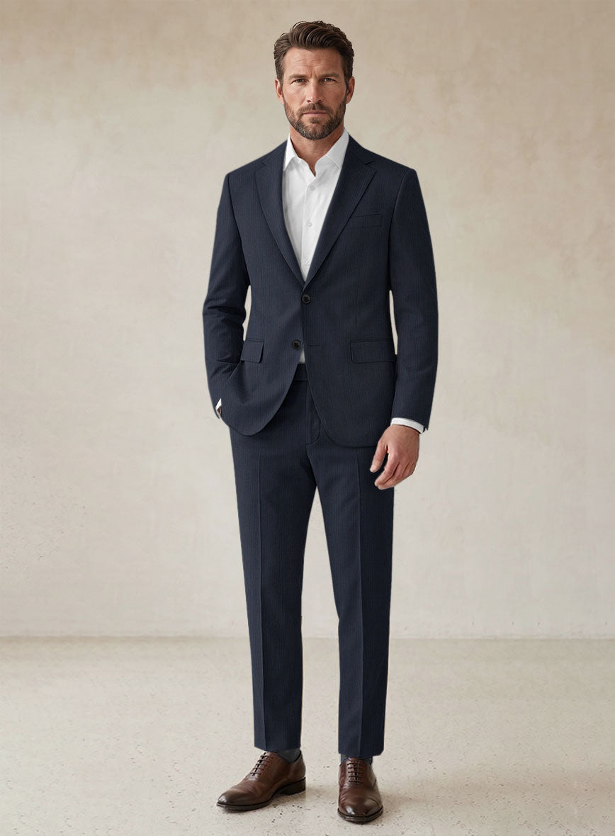 Scabal Londoner Jolge Stripe Blue Wool Suit - StudioSuits