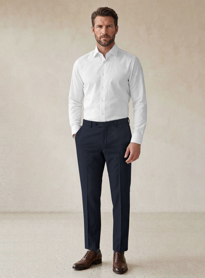 Scabal Londoner Jolge Stripe Blue Wool Suit - StudioSuits