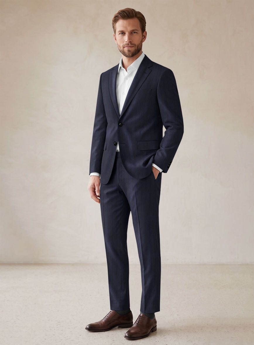 Scabal Londoner Manpa Stripe Blue Wool Suit - StudioSuits