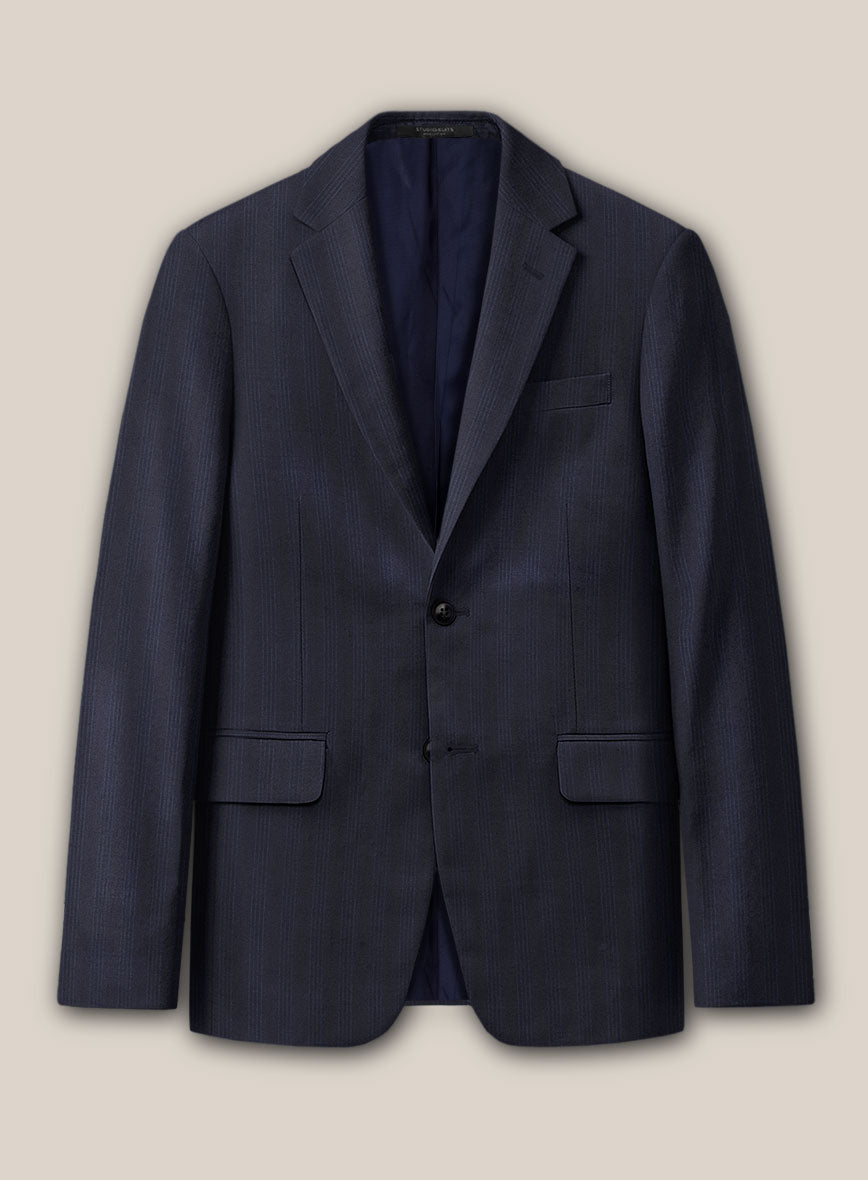Scabal Londoner Manpa Stripe Blue Wool Jacket - StudioSuits