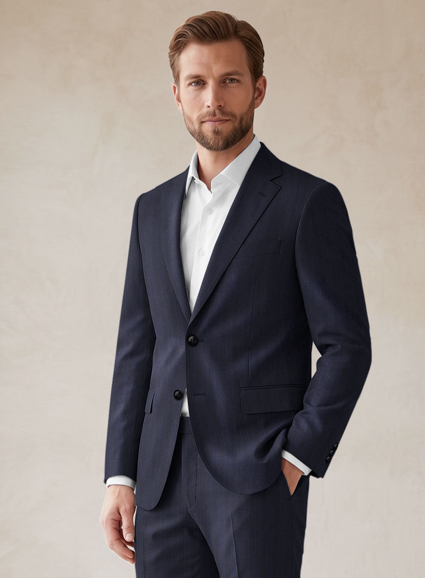 Scabal Londoner Manpa Stripe Blue Wool Jacket - StudioSuits