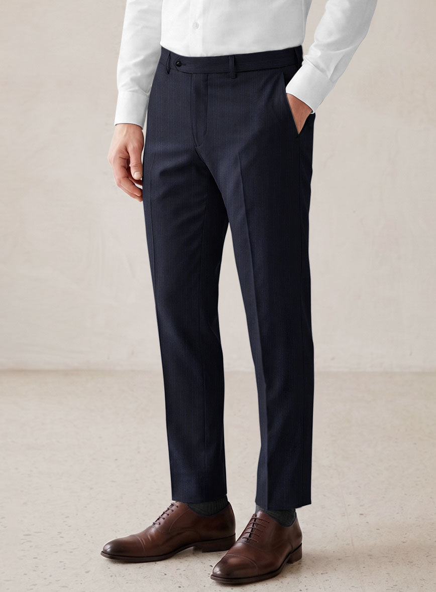 Scabal Londoner Manpa Stripe Blue Wool Pants - StudioSuits