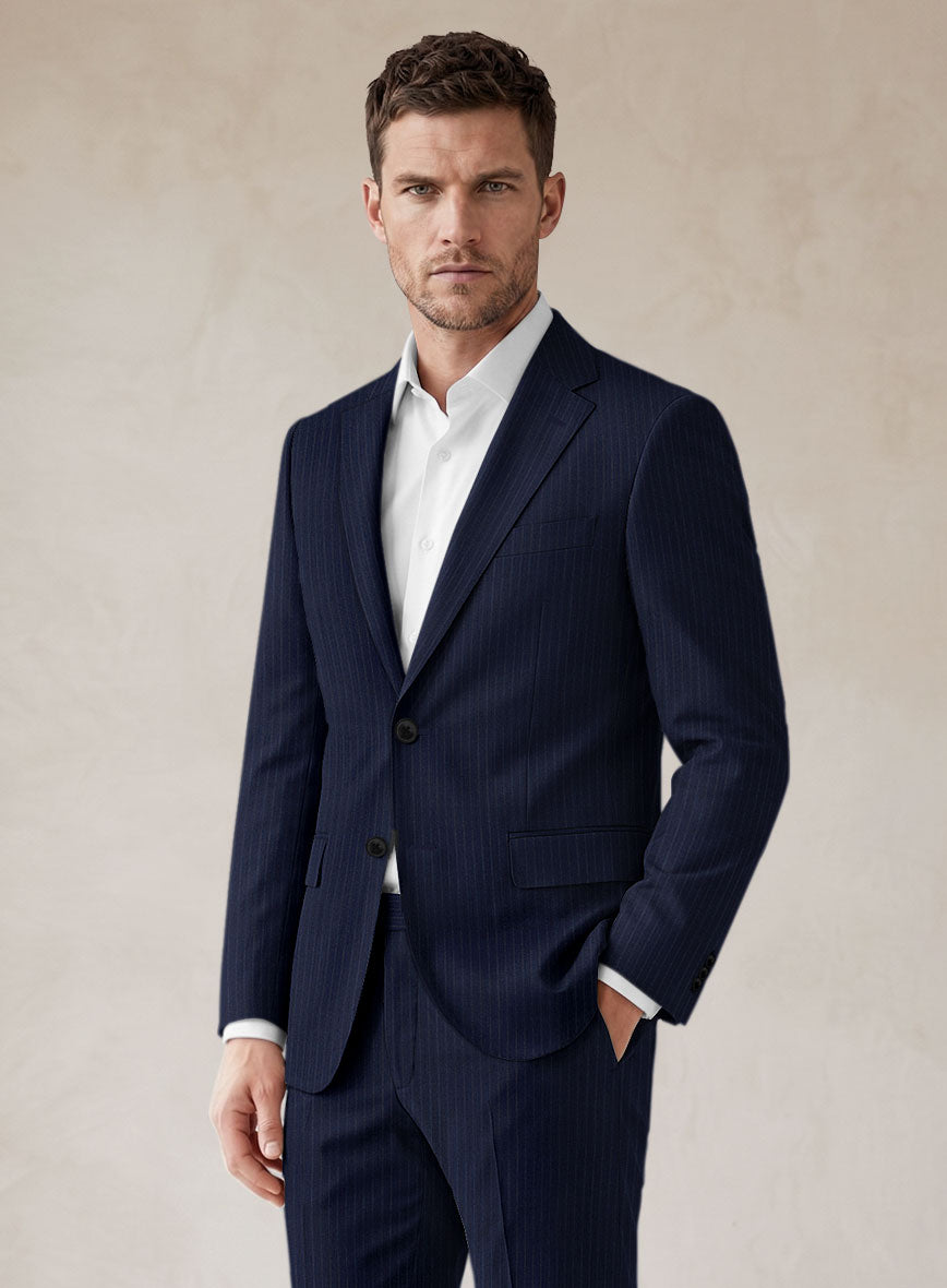Scabal Londoner Mence Stripe Blue Wool Jacket - StudioSuits