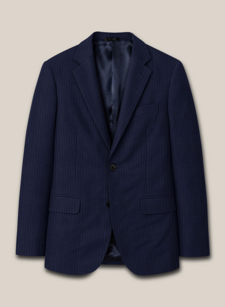 Scabal Londoner Mence Stripe Blue Wool Suit - StudioSuits