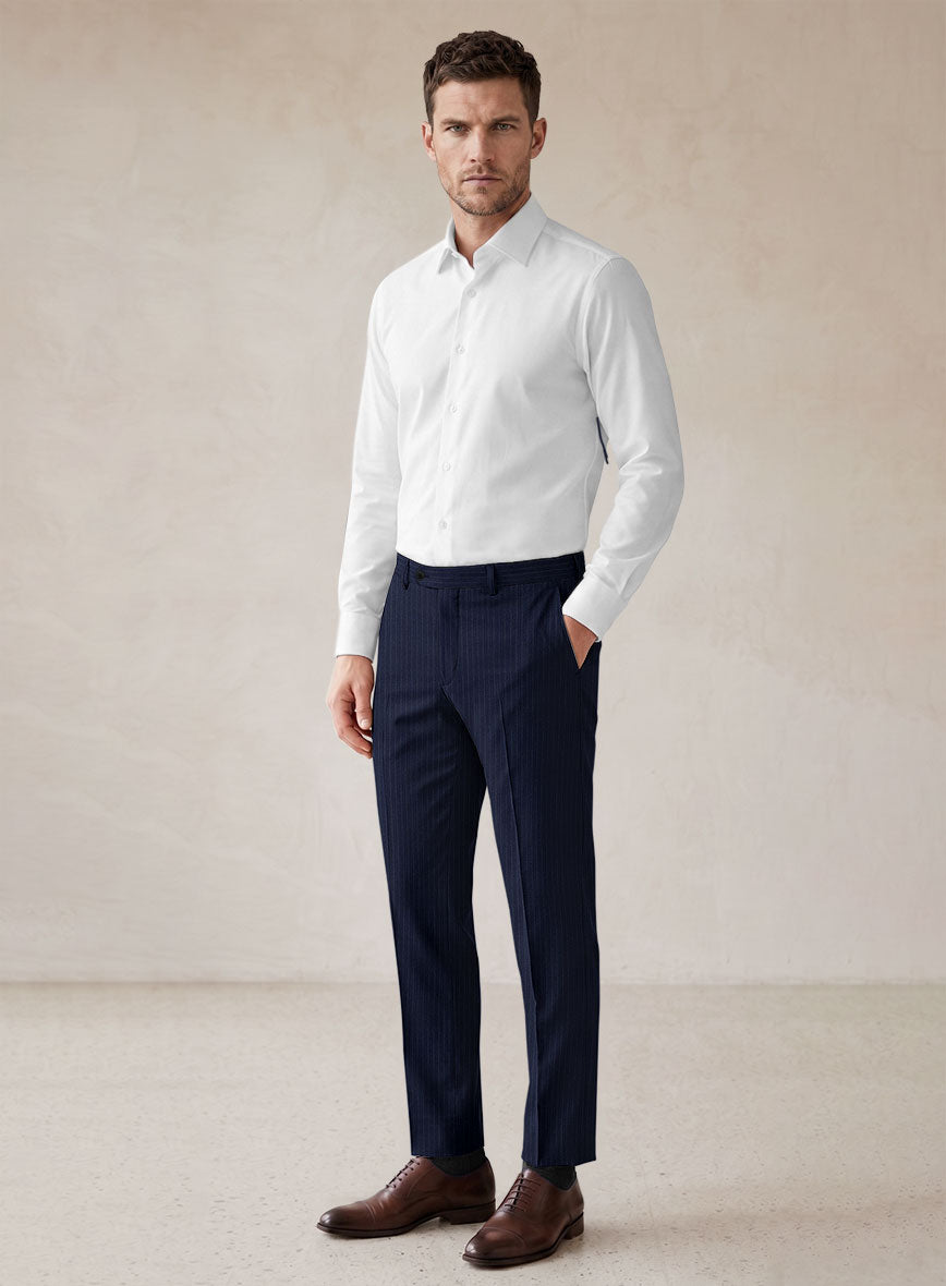 Scabal Londoner Mence Stripe Blue Wool Suit - StudioSuits